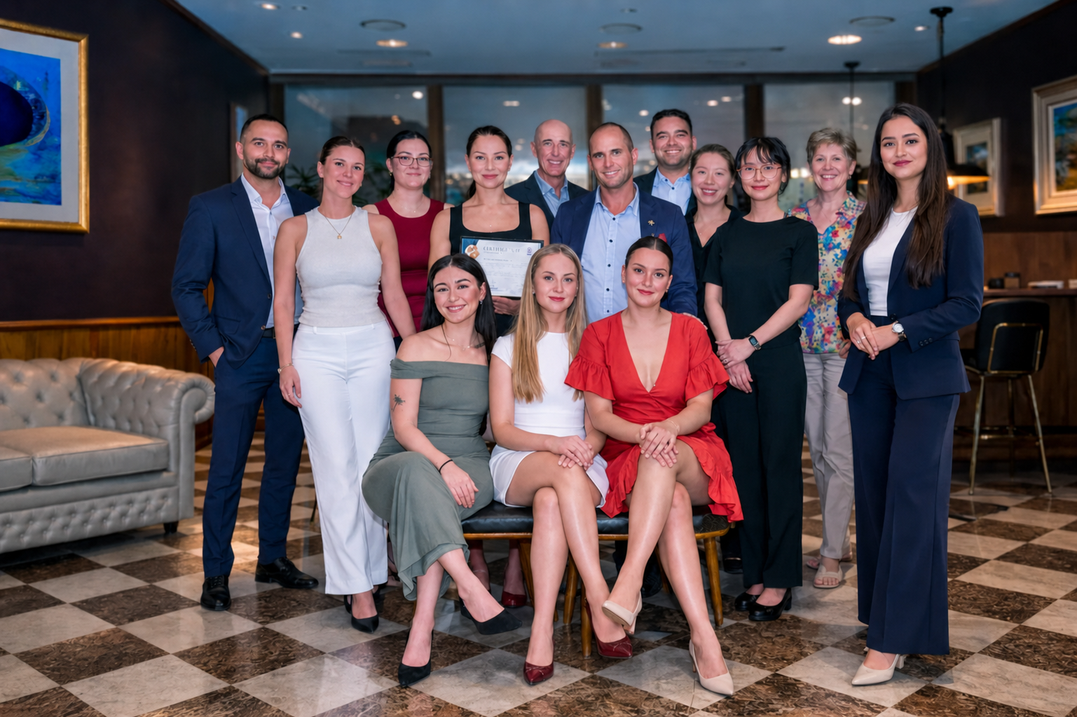 Global AI Group leadership team celebrating together at a professional event